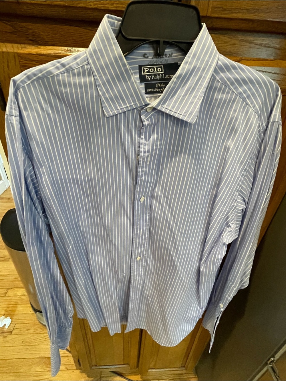 Polo by Ralph Lauren Light Blue and White Pinstripe Dress Shirt
